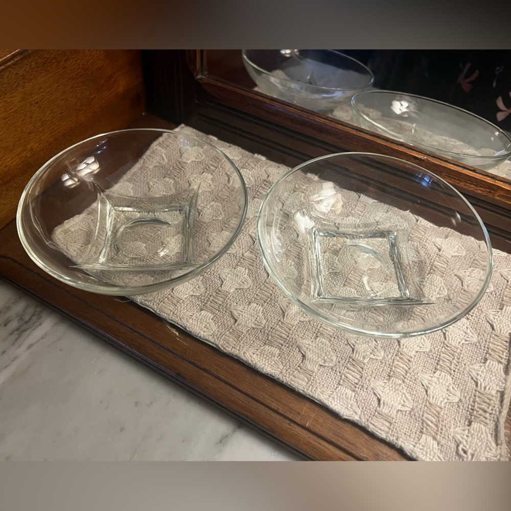 HAZEL-ATLAS *Vintage* Mid Century Modern Colony Clear Glass Bowls 6in Diameter - Picture 2 of 5